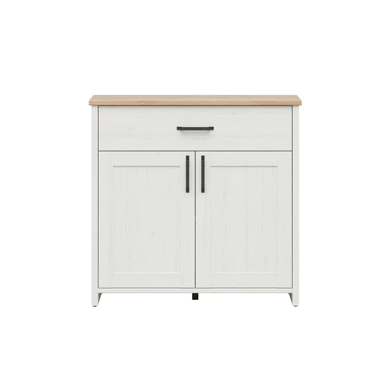 Buffet 2 portes 1 tiroir Aksel Blanc et Bois
