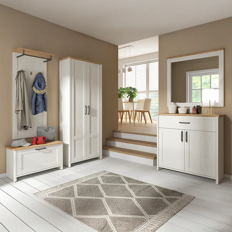 Buffet 2 portes 1 tiroir Aksel Blanc et Bois