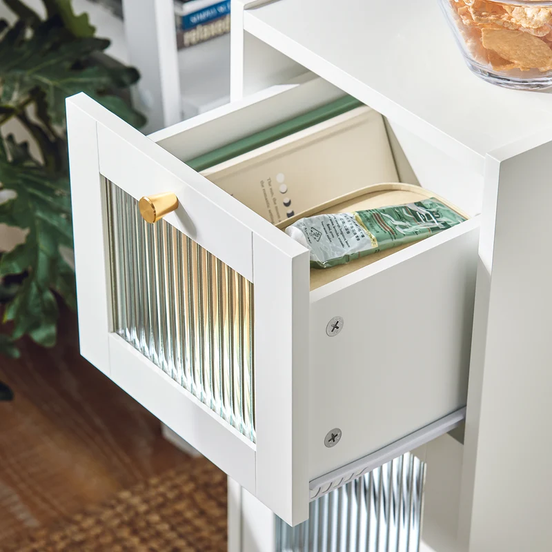 SoBuy FBT139-W Bout de canapé avec 2 tiroirs Table de Nuit Table de Chevet Table d'appoint Table Téléphone