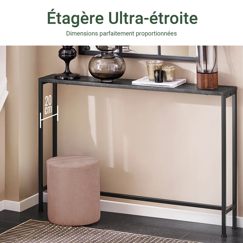 SoBuy FSB19-XL-SCH Console d’Entrée Design Fonctionnel et Gain de Place, Design Moderne, Style Industriel, pour Salon et Chambre – L120×P20×H80 cm, Métal, Noir
