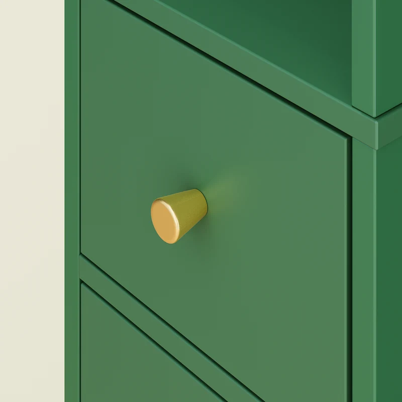 SoBuy BZR34-II-SY Colonne Salle de Bain Vert Foncé 180 cm Ultra-Slim 20 cm avec Tiroir et Étagères Réglables – Anti-Humidité, Anti-Basculement, MDF