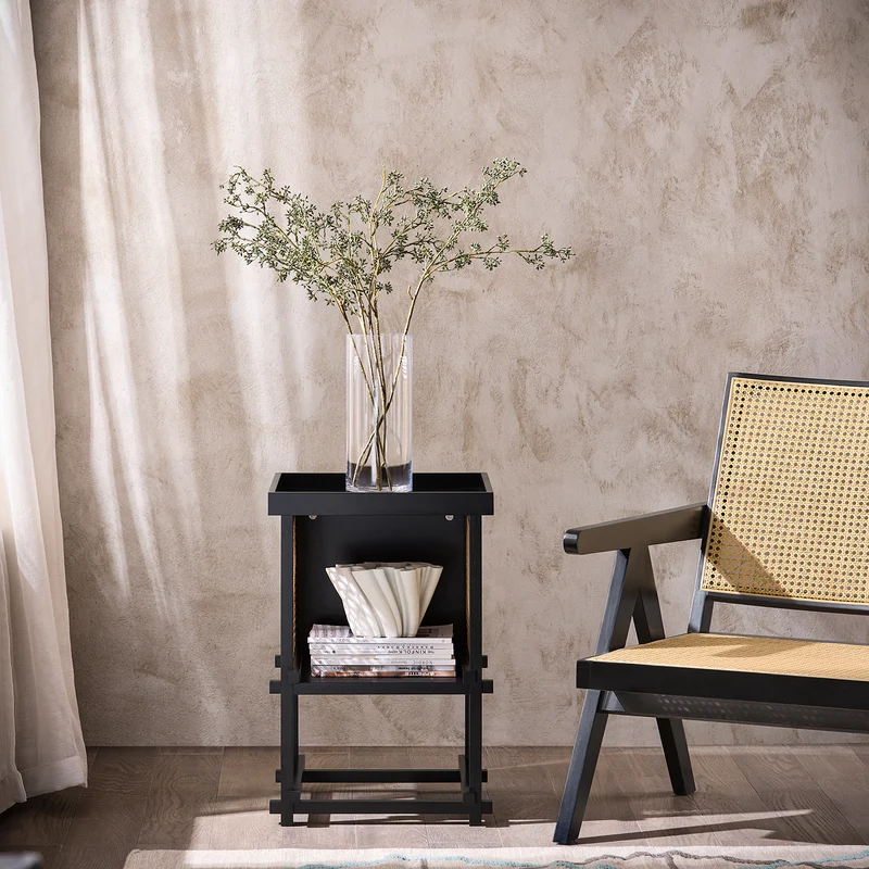 SoBuy HFBT03-SCH Table d'appoint Design, Table Basse Carrée, Bout de Canapé, Table de Chevet avec Compartiment Ouvert