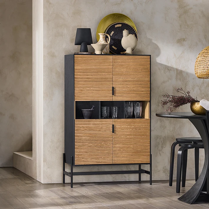SoBuy HFSB03-SCH Buffet de Cuisine, Armoire de Cuisine, Vaisselier Cuisine, avec 3 Compartiments Ouverts, 84 x 40 x 132 cm