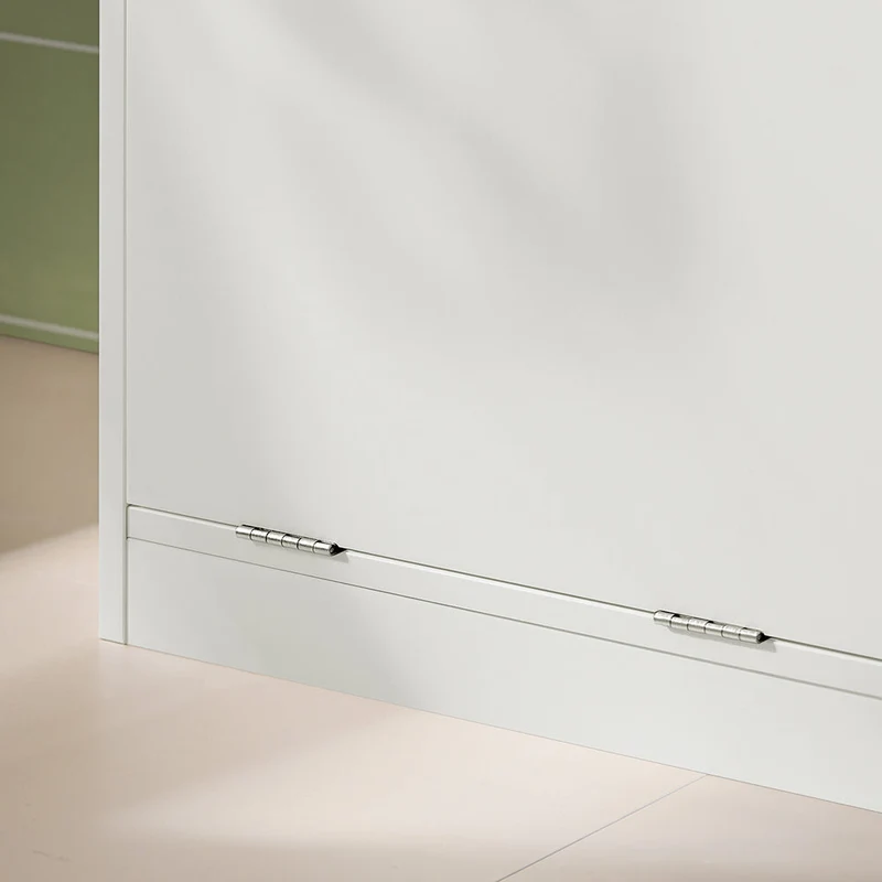 SoBuy BZR79-W Meuble de Salle de Bain avec Panier à Linge Intégré, Tiroir et Double Porte – Blanc et Bois