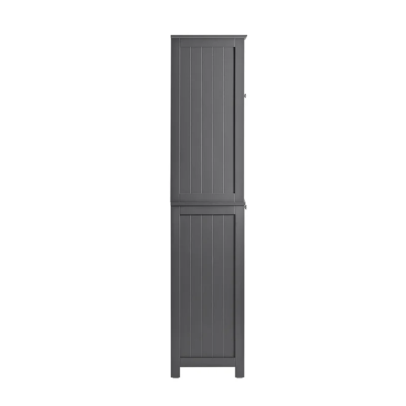 SoBuy BZR124-DG Meuble Colonne avec Panier à Linge – Armoire de Salle de Bain Rangement Étroit Étagère de Salle de Bain Petit Meuble WC Placard Gris 40x170x38 cm