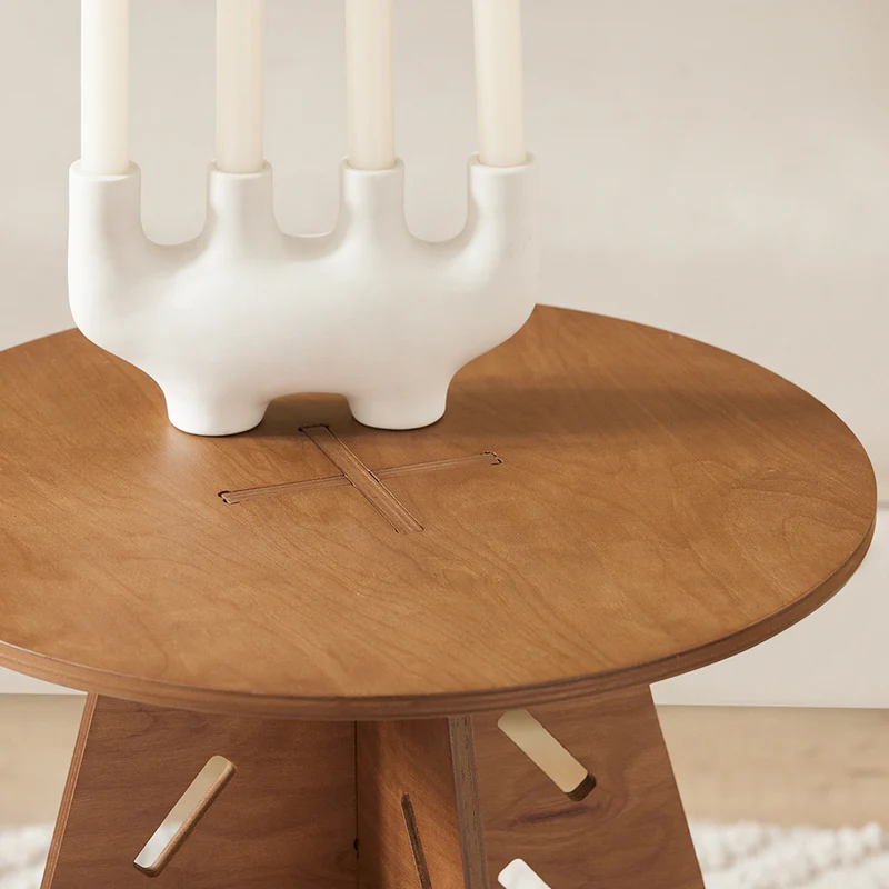 SoBuy HFBT01-BR Table d'appoint Ronde en Bois Table Basse Ronde Table de Nuit Table de Chevet Bouts de Canapé en Tenons et Mortaises