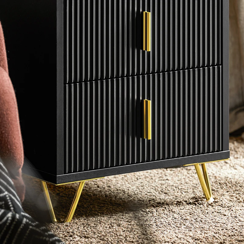 SoBuy FBT115-SCHx2 Lot de 2 Table de Chevet - Table de Nuit avec 2 tiroirs, Table d'appoint pour Chambre à Coucher - Meuble de Rangement Moderne, Noir L40 x P40 x H47 cm