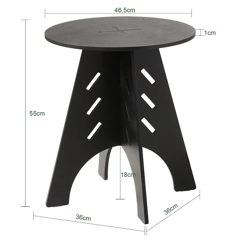 SoBuy HFBT01-SCH Table d'appoint Ronde en Bois Table Basse Ronde Table de Nuit Table de Chevet Bouts de Canapé en Tenons et Mortaises, Noir