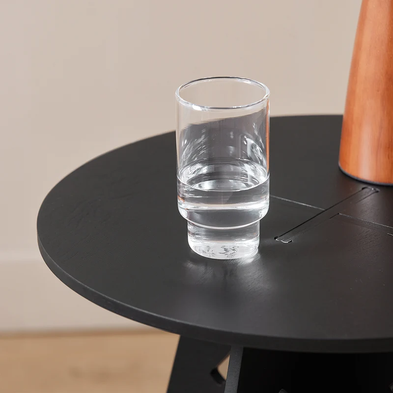 SoBuy HFBT01-SCH Table d'appoint Ronde en Bois Table Basse Ronde Table de Nuit Table de Chevet Bouts de Canapé en Tenons et Mortaises, Noir