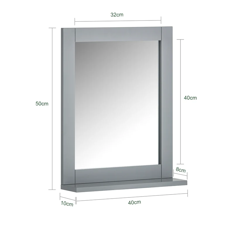 sebuyfr.comG129-SG Armoire Murale Salle de Bain avec Miroir, Format Compact, pour Salle de Bain et WC, Rangement Optimisé, Pratique – L40×P10×H49 cm, Gris Clair