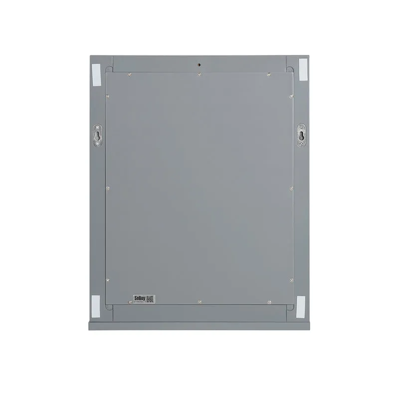 sebuyfr.comG129-SG Armoire Murale Salle de Bain avec Miroir, Format Compact, pour Salle de Bain et WC, Rangement Optimisé, Pratique – L40×P10×H49 cm, Gris Clair