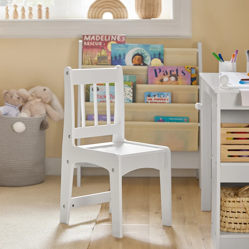 SoBuy KMB60-W Table Enfant avec Chaise Ensemble 2 Pièces Table et Chaise pour Enfant Bureau avec 2 Étagères Porte-Papier et Rangements Stylos Blanc 80x54x65