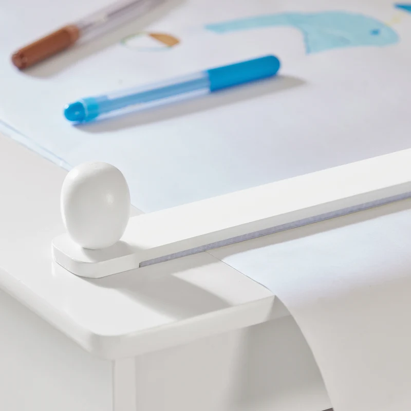 SoBuy KMB60-W Table Enfant avec Chaise Ensemble 2 Pièces Table et Chaise pour Enfant Bureau avec 2 Étagères Porte-Papier et Rangements Stylos Blanc 80x54x65