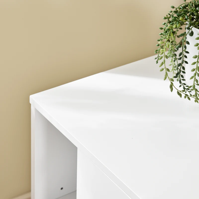 SoBuy FBT95-W Table d’Appoint Bout de Canapé Table de Chevet Table de Nuit avec 3 tiroirs et 2 étagères de rangement