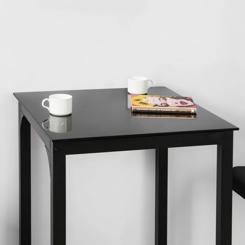 SoBuy OGT38-K-SCH Table à Manger Carrée Noire, 60 x 60 x 75 cm-Plateau en Verre Forme Carrée Pieds en Acier Robuste