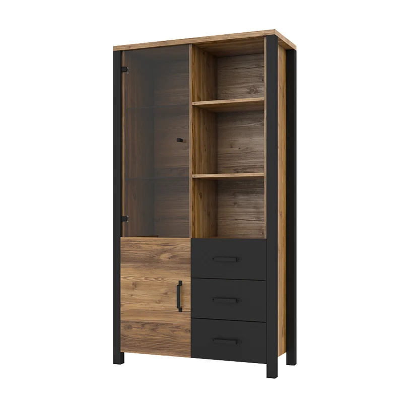 Vaisselier 2 portes 3 tiroirs Lyam Bois et Noir