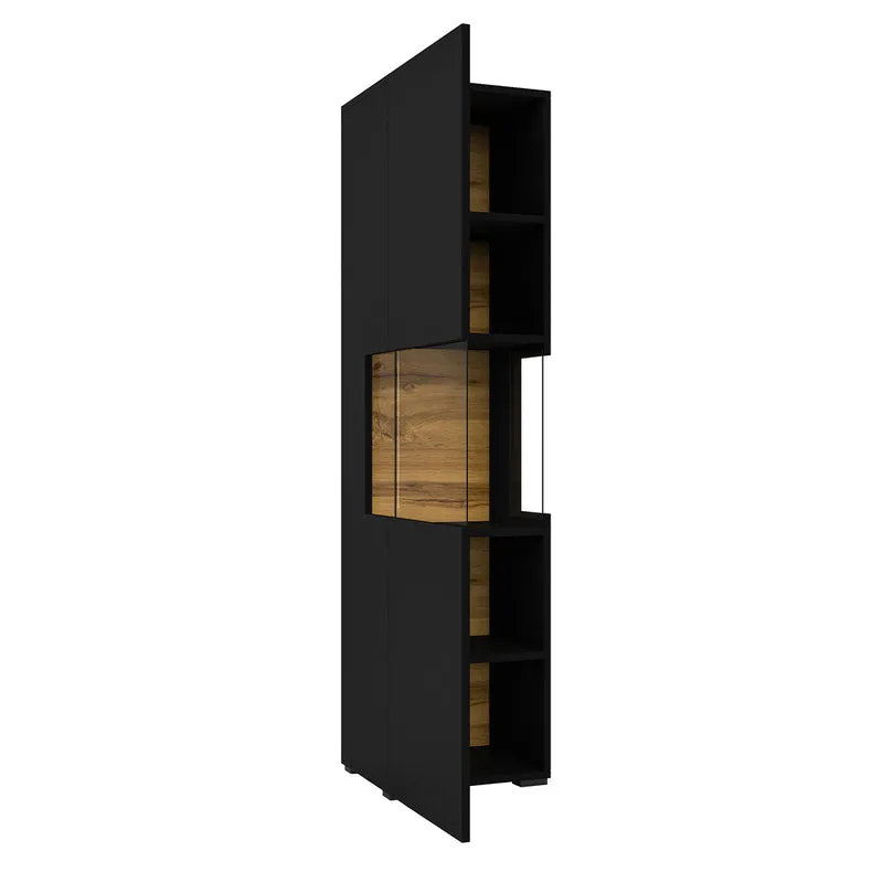 Vitrine 1 porte Glora Noir et Bois