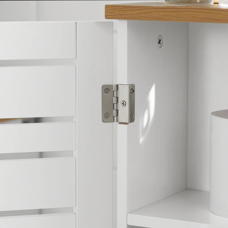 SoBuy BZR85-W Armoire Salle de Bain Rangement Fonctionnel et Compact, Gain de Place, Résistant à l’Humidité, Pratique – L20×P18×H75 cm, Bois, Blanc et Naturel