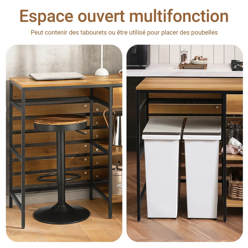 SoBuy FSB71-PF Îlot Central Cuisine Comptoir de Cuisine avec Tiroir et 2 Étagères