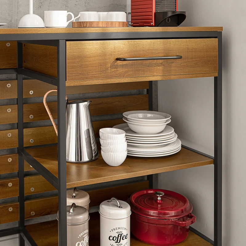 SoBuy FSB71-PF Îlot Central Cuisine Comptoir de Cuisine avec Tiroir et 2 Étagères