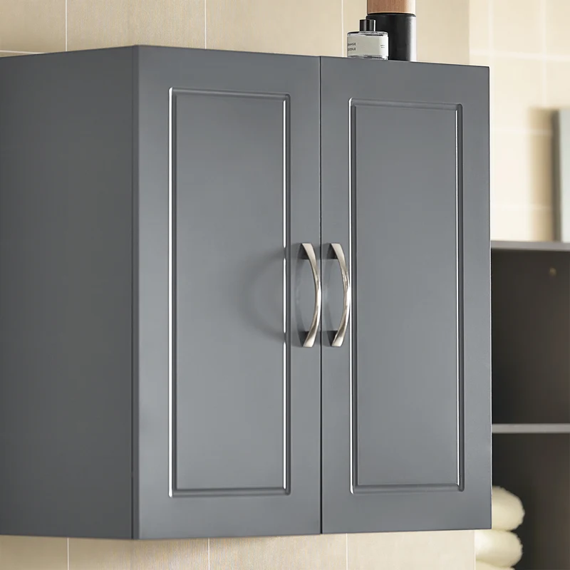 sebuyfr.comG231-DG Meuble Haut Salle de Bain Suspendu Armoire Murale avec Étagère Réglable et Porte Rangement Mural Compact pour Salle de Bain, WC ou Cuisine Gris 60x30x60 cm