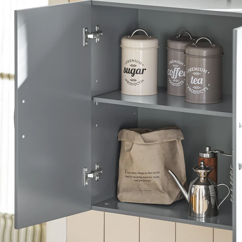 sebuyfr.comG231-DG Meuble Haut Salle de Bain Suspendu Armoire Murale avec Étagère Réglable et Porte Rangement Mural Compact pour Salle de Bain, WC ou Cuisine Gris 60x30x60 cm