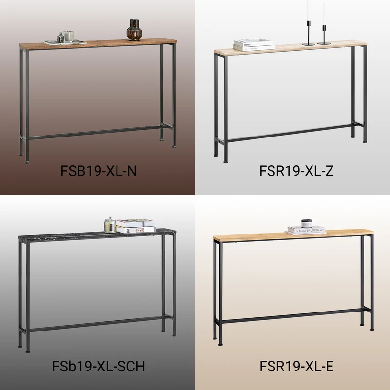 SoBuy FSB19-XL-Z Console Ultra Fine 20 cm – 120×20×80 cm, Charge 50 kg, Métal Noir et Plateau Bois