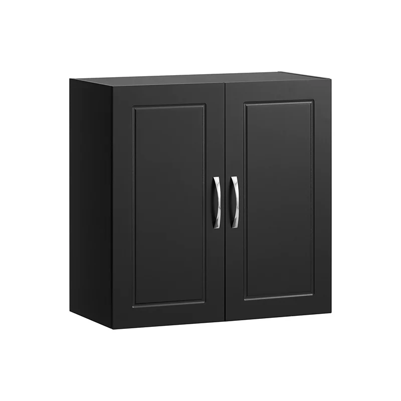 sebuyfr.comG231-SCH Meuble Haut Salle de Bain Suspendu Armoire Murale avec Étagère Réglable et Porte Rangement Mural Compact pour Salle de Bain, WC ou Cuisine Noir L60xP30xH60 cm