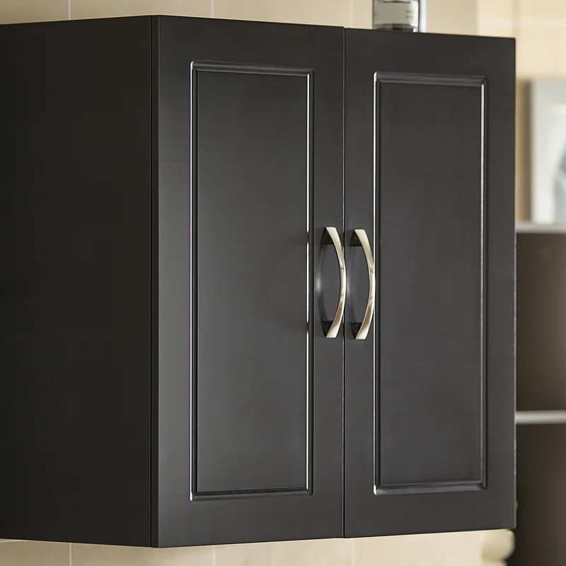 sebuyfr.comG231-SCH Meuble Haut Salle de Bain Suspendu Armoire Murale avec Étagère Réglable et Porte Rangement Mural Compact pour Salle de Bain, WC ou Cuisine Noir L60xP30xH60 cm
