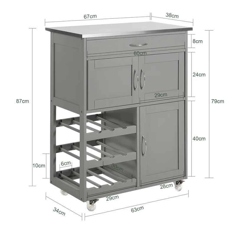 SoBuy FKW45-HG Desserte Chariot de Cuisine de Service Roulant, Meuble Armoire de Rangement Cusine sur roulettes