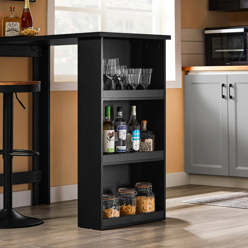 SoBuy FWT17-II-SCH Table de Bar Haute de Cuisine Table Mange Debout pour Petits Espaces, Bar pour Cuisine, Salon, Bureau ou Bar à Café Noire 112 x 57 x 106 cm