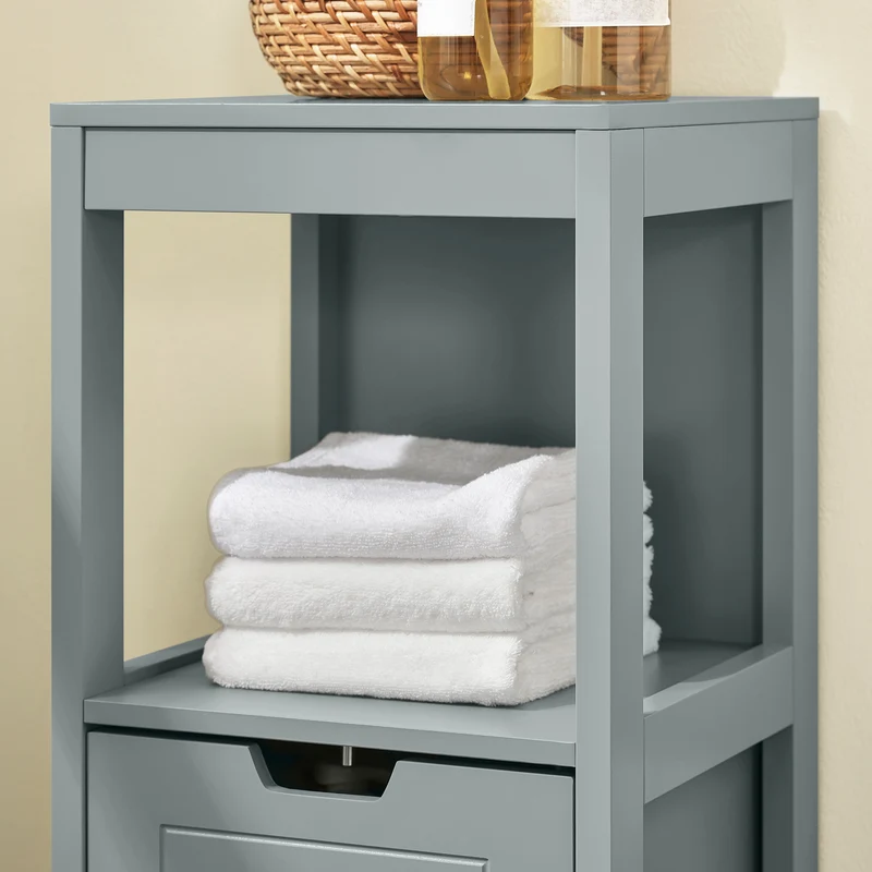 sebuyfr.comG127-SG Colonne Salle de Bain avec 2 Paniers, Format Compact, Design Moderne, pour Salle de Bain et WC, Rangement Optimisé – L30×P30×H89 cm, Bois, Gris