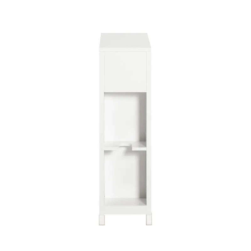 SoBuy BZR83-W Meuble de Rangement Salle de Bain Étroit, Support Papier Toilette, Armoire Toilettes WC avec 2 Paniers Amovibles Rangement Polyvalente