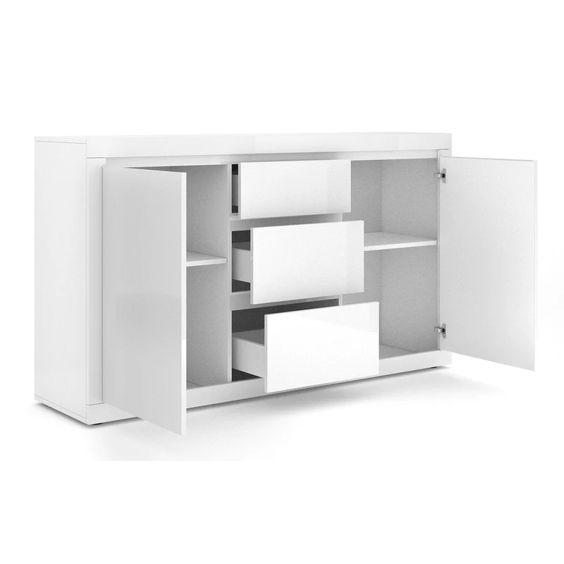 Buffet 2 portes 3 tiroirs Olia Blanc