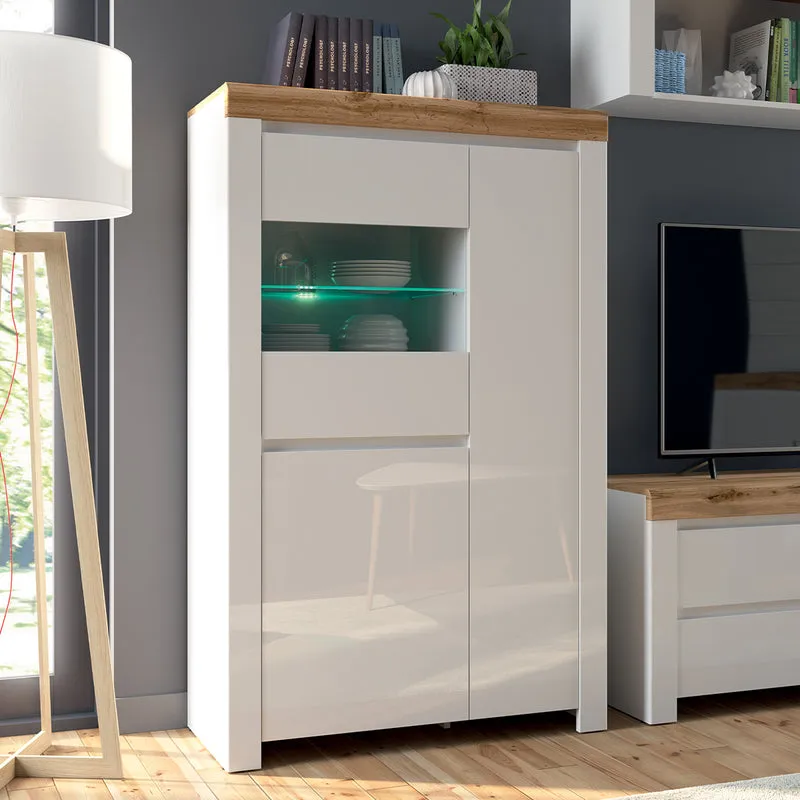 Vitrine 3 portes Hella Blanc et Bois