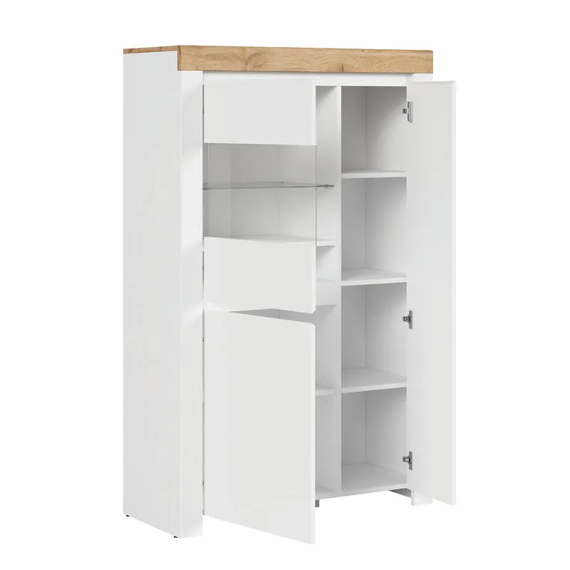 Vitrine 3 portes Hella Blanc et Bois