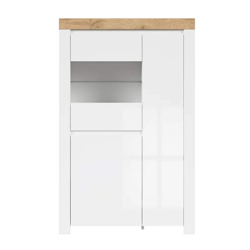 Vitrine 3 portes Hella Blanc et Bois