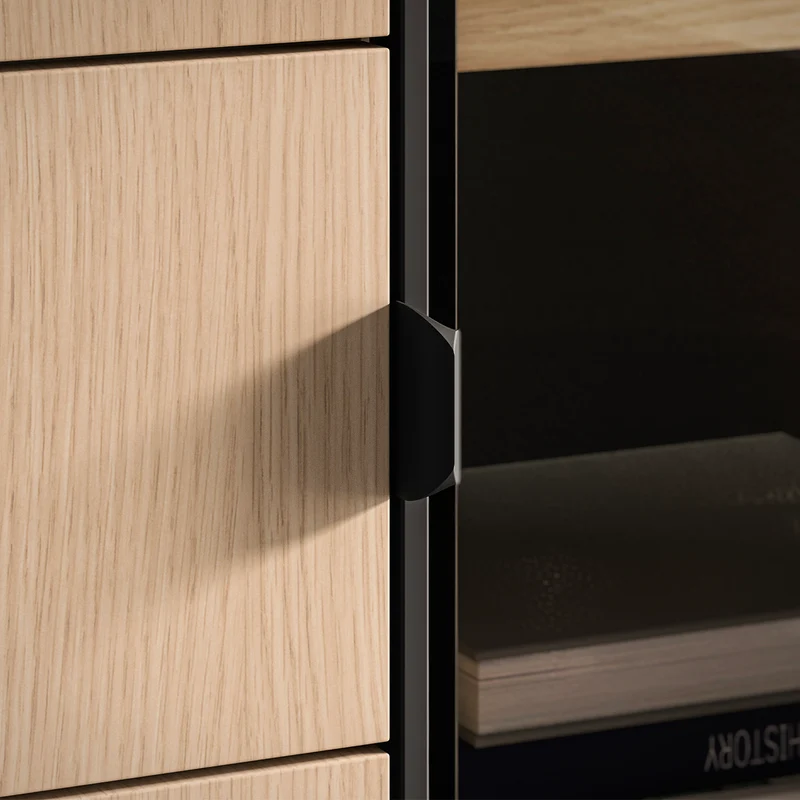 Vaisselier 3 portes 1 tiroir LED inclus Paige Bois et Noir
