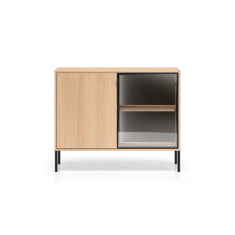 Buffet 2 portes LED inclus Paige Bois et Noir