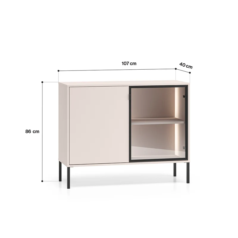 Buffet 2 portes LED inclus Paige Cachemire et Noir