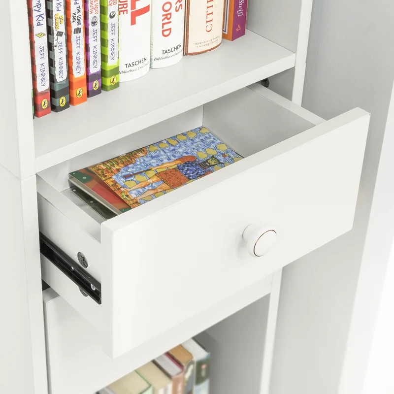SoBuy STR10-W Meuble Colonne de Salle de Bain Armoire de Rangement Placard de Rangement Armoire sur Pied avec 2 Portes et 2 Tiroirs Blanc 33x24x188cm