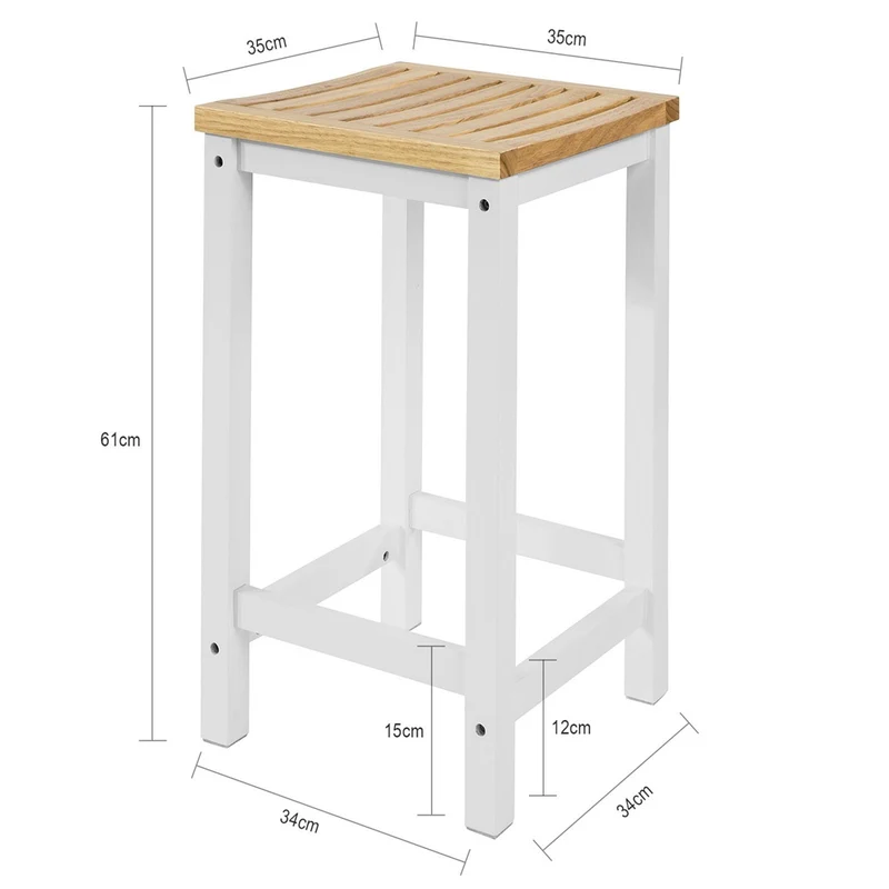 SoBuy FST29-WNx2 Lot de 2 Chaises Tabourets de Cuisine en Bois avec Repose-Pieds