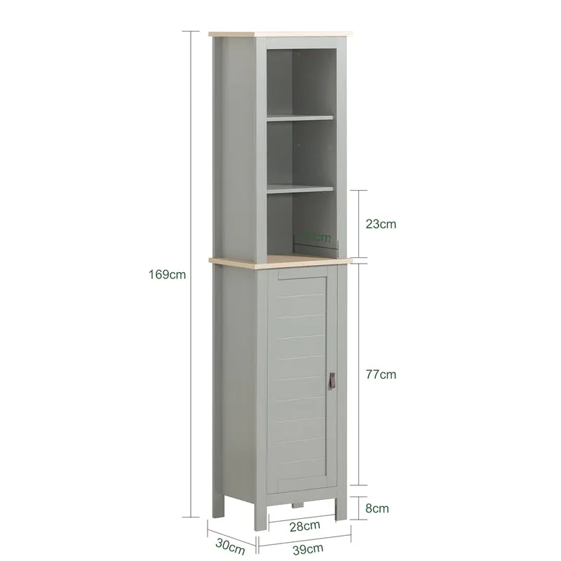 SoBuy BZR68-HG Colonne Salle de Bain Rangement Fonctionnel et Compact, pour Salle de Bain et WC, Rangement Optimisé, Design Fonctionnel – L39×P30×H169 cm, Gris