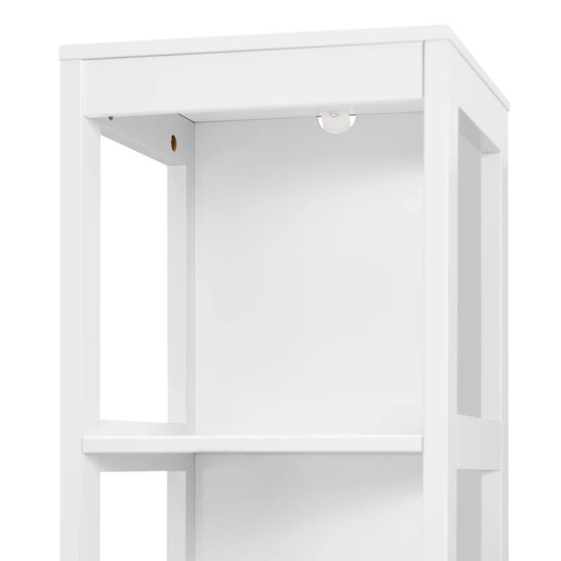 sebuyfr.comG126-W Colonne de Salle de Bain – 4 Étagères, 2 Tiroirs, Anti-Basculement, 30×30×144 cm, Blanc