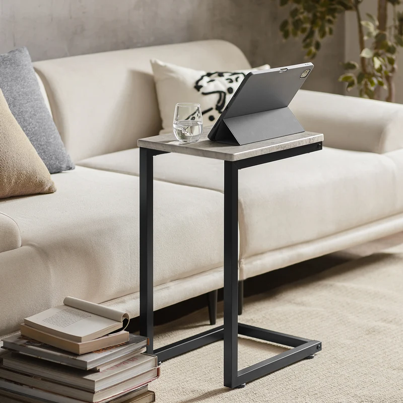 SoBuy FBT44-HG Table d'appoint Moderne - Table Basse Salon, Bout de Canapé à Café 40x30x60 cm Noir & Gris