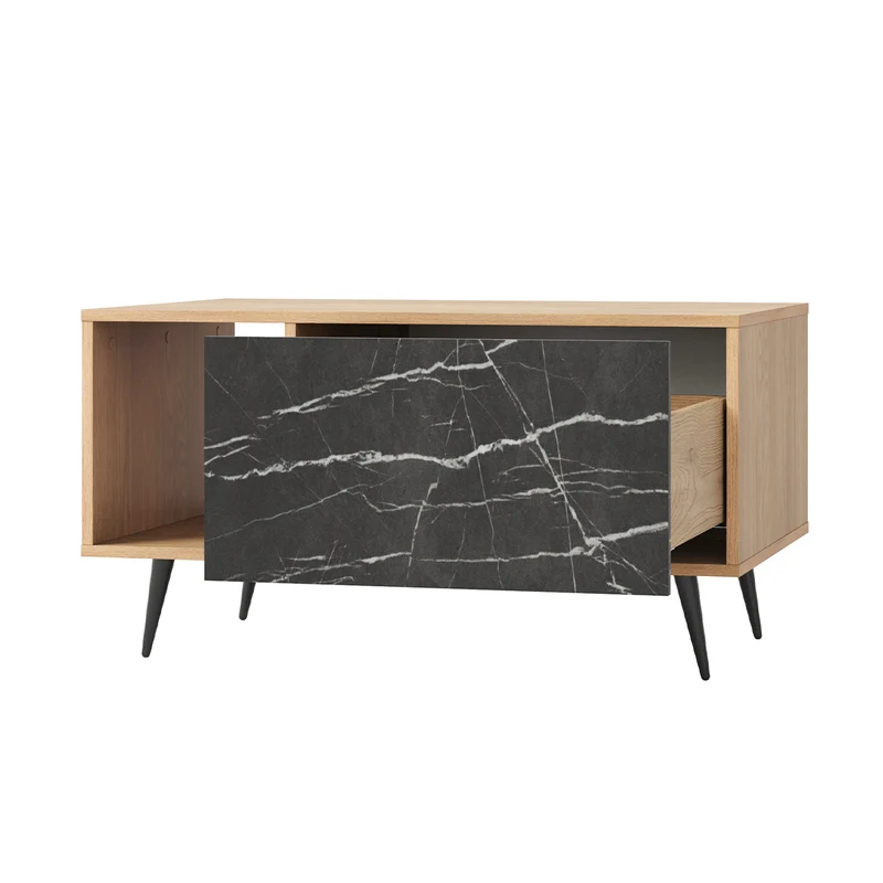 Table basse 1 tiroir Luka Bois et Noir