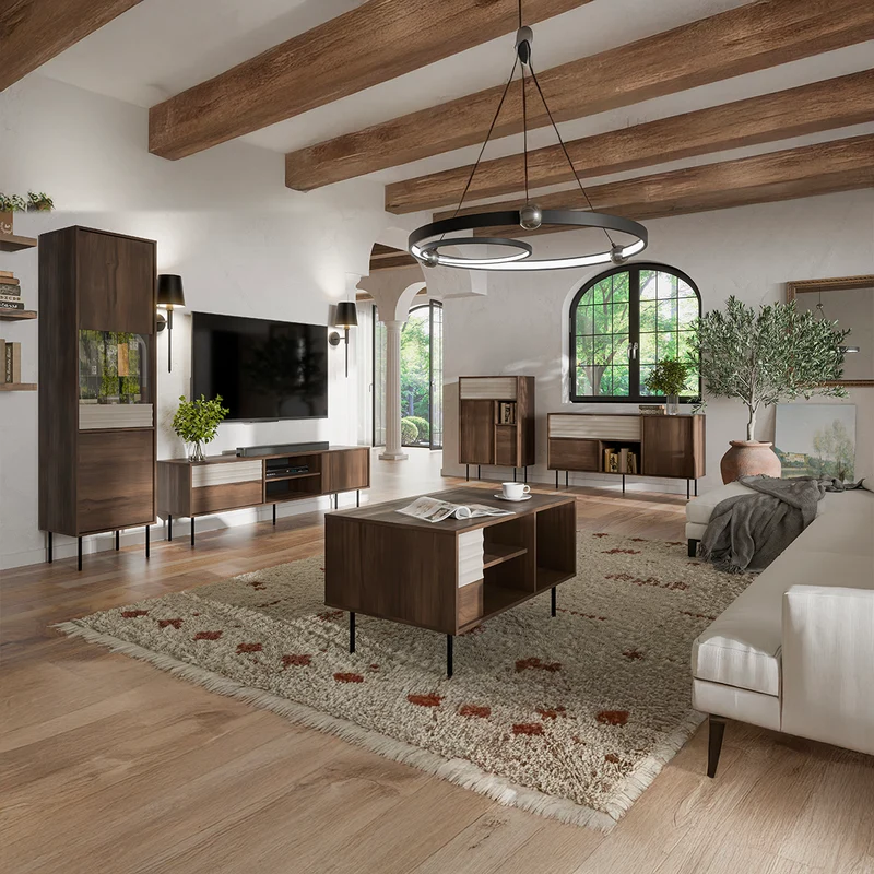 Buffet haut 3 portes Astra Bois foncé et Cachemire