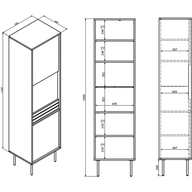 Vitrine 2 portes Astra Bois foncé et Cachemire