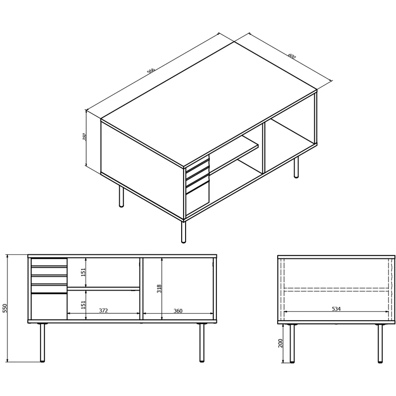 Table basse Astra Bois foncé et Cachemire