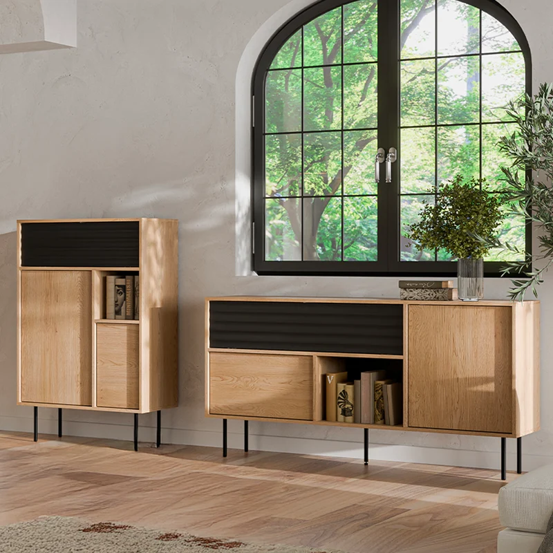 Buffet haut 3 portes Astra Bois et Noir